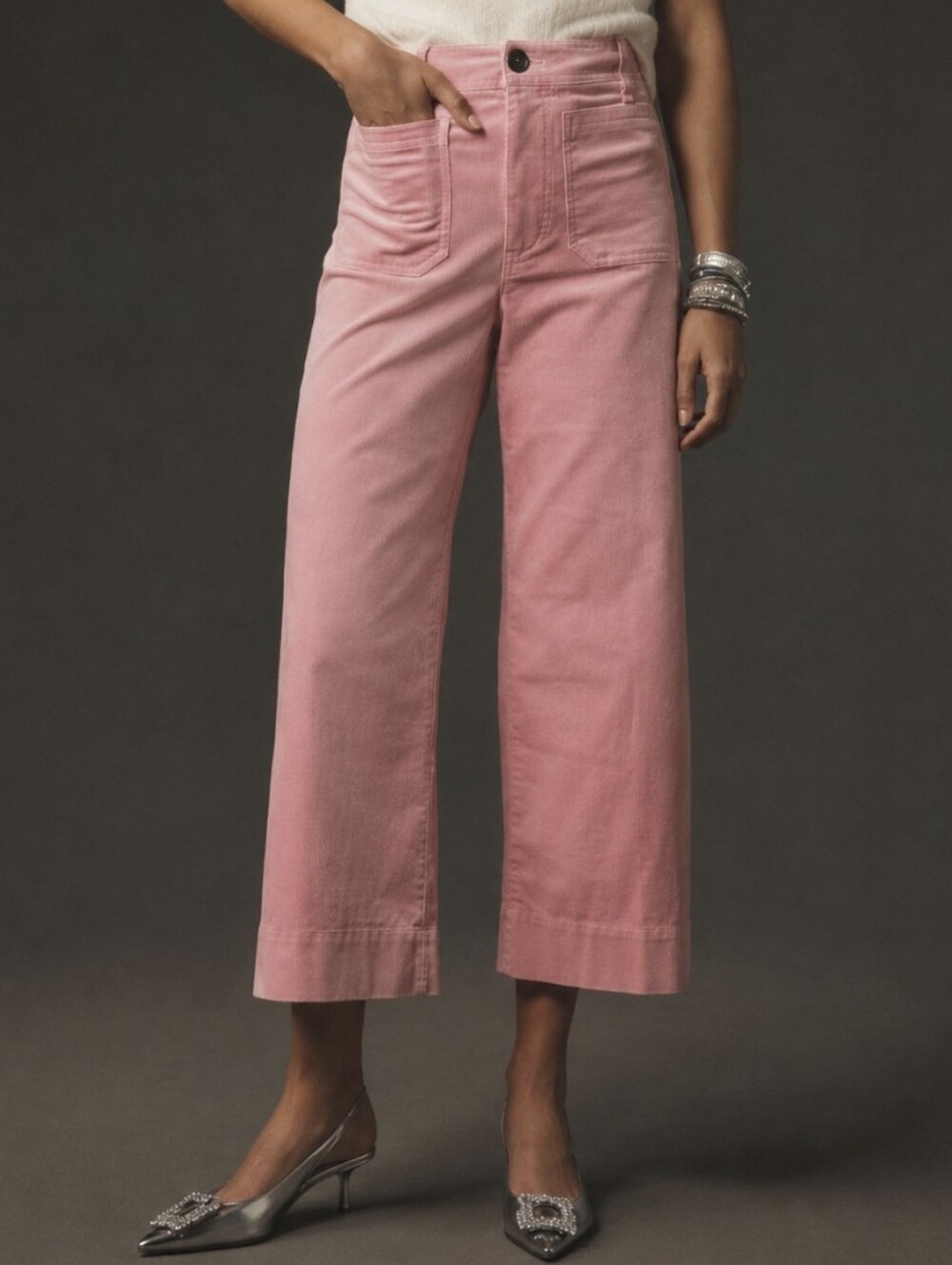 Maeve Pink Wide-Leg Crop Pants
